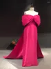Robes De soirée Robes De Fiesta Vraies Images Mei Rouge Sans Bretelles Bowknot Étage Longueur Formelle De Bal De Mariée Danse Femmes Soirée