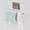 Non punching and non marking adhesive cloth hanging rack Kitchen toilet storage Iron art paper towels towel hanging rack Lazy person cloth