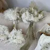 Torkade blommor vintage Europe Style Brud Bouquet Handheld Natural Dried Flowers Prydnad för bröllopsengagemang Ceremoni Props R230725