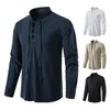 Men's Casual Shirts Cotton Henley Shirt Long Sleeve Fashion Retro Medieval Vacation Beach Stand Collar