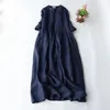 Casual Dresses 2023 Summer Ladies Cotton Linen Dress Fashion Women's Thin Ramie Elegant Organ Pleated Loose Flowy Short Sleeve