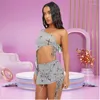 Traje de baño para mujer Ropa para salir a la playa Ropa para mujer 2023 Traje de baño con falda estampada hueca Traje de spandex de dos piezas para túnica de verano