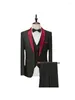 Abiti da uomo Uomo Smoking Sontuoso Prom Slim Fit Abito da sposa Casual Blazer rosso Gilet Pantalone Collo a scialle solido Costume da sposo Homme