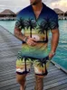 Tute da uomo Tuta Casual Estate Manica corta Polo e pantaloncini Completo da due pezzi Abbigliamento maschile Spiaggia Coconut Tree Abbigliamento Uomo 230724