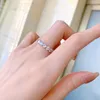 Cluster Rings S925 Silver Heart Peach Shaped Row Diamond Ring High Carbon Zircon Overlay Girl Ins Style Sweet Shape Europe And A