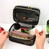Cosmetic Bags Cases 1Pc Mesh Bag Makeup Black Zipper Pouch for Offices Travel Storage Toiletry 230725