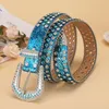 Strass Ceinture Unisexe Boucle Ardillon Incrusté Cristaux Colorés Européen Hip Hop Punk Influenceur Personnel En Gros