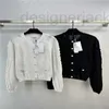 Women's Sweaters Designer Women Knits Tops With Hollow Out Camellia Milan Runway Brand Crop Top Shirt High End Diamond Elasticity Cardigan Jacket Outwear DMOC