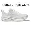 Clifton 9 One One Running Shoes Outdoors Men Women Clifton 9 Triple White Black Cyclame Cloud Cloud Blue Trainers Sneakers