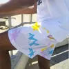 Estilista Masculino Ee Shorts Vestuário Vestuário Feminino Padrão Relâmpago Folha Impresso Algodão Unissex Moda Esportiva Curto Estilo de Rua Tide Altura do Joelho Tawj