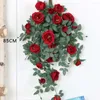 Fleurs décoratives 1PC Roses artificielles rotin simulé soie balcon fond murs suspendus beau mariage Art Floral