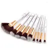 Pennelli per trucco 1 Set Set Marbel Style Manico in plastica di alta qualità Kit per uso facciale con microspazzola per capelli sintetici