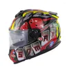 Hełmy motocyklowe pełna twarz Casco Moto Dot zatwierdzony podwójny obiektyw motocyklowy kask uliczny Visor Capacete Racing