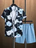 Mens Tracksuits 3D Printed Shirt And Drawstring Waist Shorts Summer Twopiece Comfortable Seaside Vacation Style Short Sleeved Tshirt Top 230724
