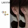 Boucles d'oreilles LAVIFAM 925 argent Sterling géométrique perle ronde vis pour femmes oreille os petit Piercing bijoux