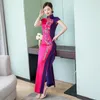 Etniska kläder traditionella kinesiska klänningar maxi qipao kort ärm hög slits cheongsam ao dai vietnam sexig oriental ta1925