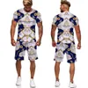 Men's Tracksuits Retro Luxury Men's Short Sleeve T-shirt/Set 3D Flower Letter Printing Casual T-shirt Tracking Set Men's Jogging Fancy Clothing 230720