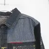 5A hommes veste de créateur veste veste patchwork veste vague imprimé lettre denim tissu coutures contrastées denim travail veste trench noir XS-2XL