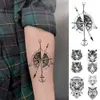 Autocollant de tatouage temporaire étanche horloge boussole navire ancre tigre loup Cool Flash Tatto homme bras corps Art faux Tatoo femme enfants