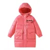 Down Coat Girls 'New Warm Down Jacket Winter Children's Hooded Windproect Thick Coat Middle School Barn går ut i kallsäkra kläder HKD230725