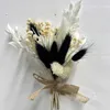 Fleurs séchées Noir Blanc Corsage Boutonnière De Mariage pour Mariée Marié Hommes Mini Bouquet De Fleurs Séchées pour Mariage Homecoming Prom Table Decorat R230725