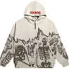 Nieuwe Heren Hoodies Sweatshirts Y2K Mannen Hoodies Herfst Retro Skeleton Print Rits Oversized Sweatshirt Streetwear Harajuku High Street Lange Mouwen Losse Jas