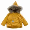 Abrigo de plumón para niños, chaqueta de invierno cálida para niñas, abrigo grueso con cuello de piel, sombrero, chaqueta cortavientos para niños, 2-8T HKD230725