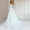 A-ligne Tulle robe De mariée pure dentelle Appliques col en v longues lanterne manches romantique robe De mariée 2023 Vestido De Noiva