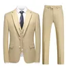 Herrdräkter (Blazer Vest Pants) Fashion Business Casual Korean version av Gentleman British Style Wedding Dress 3-Piece Set