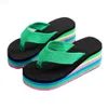 Slippers Women Flip Flops Beach Shoes Wedge Sandals High Heels Casual Peep Toe Platform Slippers Rainbow Summer Woman Slippers qt411 L230725