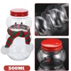 Storage Bottles 10 Sets Christmas Snowman Shape Milk With Lids Plastic Juice Bottle Xmas Supplies Scarves