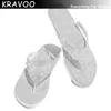 Pantoufles KRAVOO Femmes Chaussures Tongs Sandales Pour Femmes Cristal Pantoufles Femmes Plage Plat Casual Chaussures Vacances 2023 Nouvelles Chaussures D'été L230725