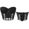 Femmes Shapers bustier tubulaire froncé Corset gilet anneau en acier soutien poitrine sans bretelles beau dos portant soutien-gorge maille mince