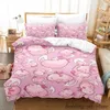 2023 Kawaii Animal Axolotl Ensemble de literie Simple Twin Full Queen King Size Ensemble de lit Aldult Kid Chambre Housse de couette Ensemble 3D Anime L230704