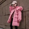 Aşağı Palto Moda Yeni Aşağı Ceket Genç Kış Kalın Sıcak Paltolar Büyük Kürk Yaka ile Kızlar İçin Günlük Kapüşonlu Parka Snowsuit 4-12 Y HKD230725
