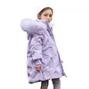 Down Coat Girls Duck Down Winter Jacket 2022 Kids Long Coat High Quality Junior Shiny Hooded Luxury 8 9 Years Noctilucent Children Clothes HKD230725