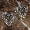 Stud Earrings Shiny Rhinestone Heart Big For Women Fashion Jewelry Trendy Collection Accessories