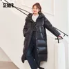 Parkas en duvet pour femmes SEMIR doudoune femmes longue technologie noire imperméable hiver nouveau lâche basique solide à capuche épais manteau en duvet pour femme HKD230725