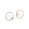 Boucles d'oreilles mode ronde Imitation perle pour les femmes couleur dorée irrégulière métal cercle fête Simple bijoux cadeau