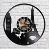 Horloges murales Paris Londres Tour de l'horloge sur le thème du voyage Big Ben Unique Landmark Art Retro Watch