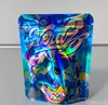 Atacado sacos plásticos mylar holográficos a laser 3.5g embalagem reutilizável com vedação térmica 3.5 bolsa com zíper cortada