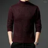 Herrtröjor Vintertröja tjock fleece ull Turtleneck Knit Pullover Casual Fashion Warm Bottom Pure Color Menswear Spring Jumper