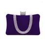 Evening Bags XZAN Women's Crystals Velvet Bag Solid Color Purple / Fuchsia Wine Fall & Winter