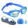 Lunettes de natation Lunettes de natation Anti-buée UV Bonnets de natation Professionnel Sile Lunettes de natation Cas Bouchon d'oreille pour enfants Hommes Femmes Lunettes de plongée HKD230725