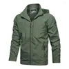 Herenjassen Jas Effen kleur Multi Pocket Rits Winddicht en waterdicht Outdoor Bergbeklimmen Capuchon Duiken Oversized