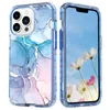 Coques de téléphone antichocs en marbre robuste Defender 3in1 pour Iphone 14 Pro Max 13 12 11 Pro Max XR XS X 6 7 8 plus couverture en TPU souple en acrylique dur hybride robuste