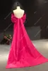 Robes De soirée Robes De Fiesta Vraies Images Mei Rouge Sans Bretelles Bowknot Étage Longueur Formelle De Bal De Mariée Danse Femmes Soirée