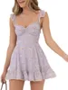 Robes décontractées robe de graduation blanche pour femmes sans manches coupe basse dentelle Satin moulante Mini dos nu à volants a-ligne Corset court