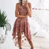 Abiti casual Elegante ricamo fiore Abito in pizzo all'uncinetto Primavera scollo a V profondo Sirena irregolare Summer Backless Mesh Women Party