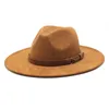 Ny vintage fedora hattar för män kvinnor 8,5 cm breda brim mocka western cowboy hatt fest festival fancy klänning tillbehör